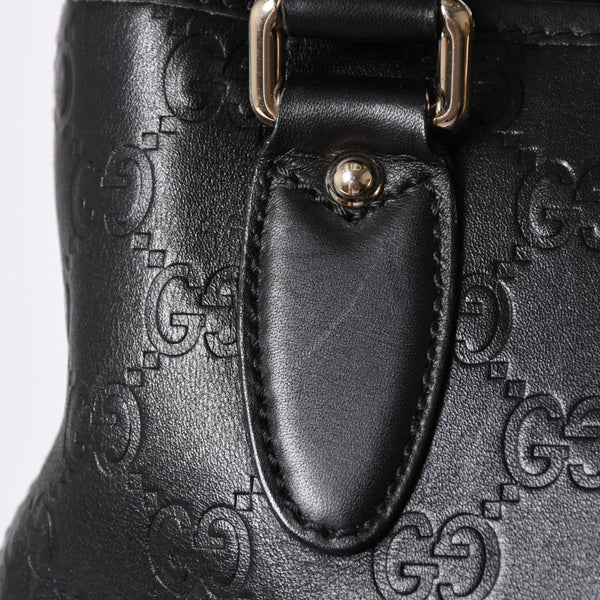 GUCCI グッチ グッチシマ ハンドバッグ ニュージャッキー レザー 145817 ブラック ゴールド金具 美品 中古 4a001661