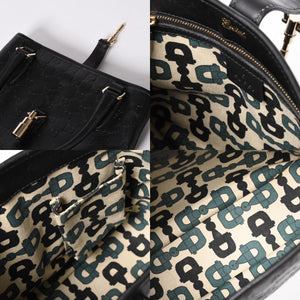 GUCCI グッチ グッチシマ ハンドバッグ ニュージャッキー レザー 145817 ブラック ゴールド金具 美品 中古 4a001661