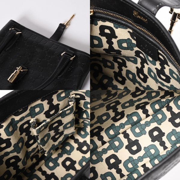 GUCCI グッチ グッチシマ ハンドバッグ ニュージャッキー レザー 145817 ブラック ゴールド金具 美品 中古 4a001661