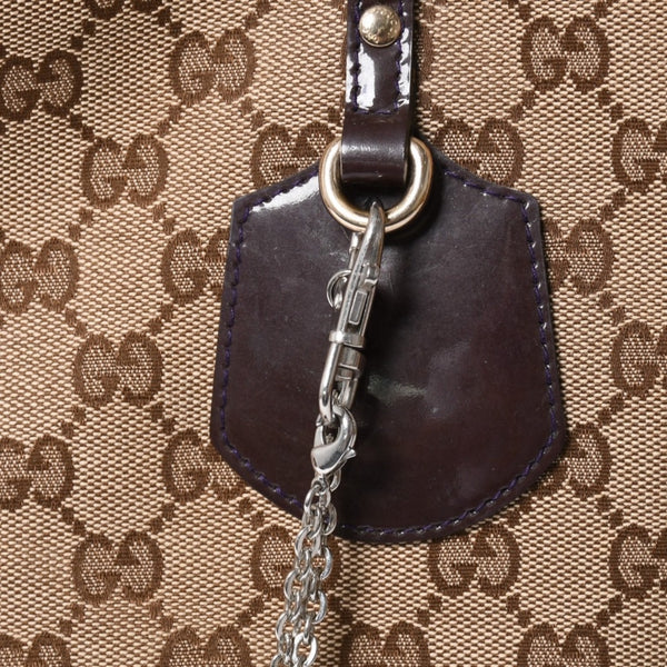 GUCCI グッチ JOLLY TOTE BAG ジョリー トートバッグ 211976 GGキャンバス パテントレザー チャーム付き 美品 中古 4a001685