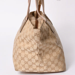 GUCCI Gucci Tote Bag gg Canvas 131230 Beige Gold Bronze Hardware Good Condition Used 4a001659