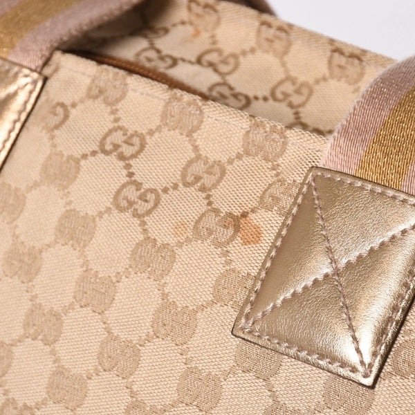 GUCCI Gucci Tote Bag gg Canvas 131230 Beige Gold Bronze Hardware Good Condition Used 4a001659