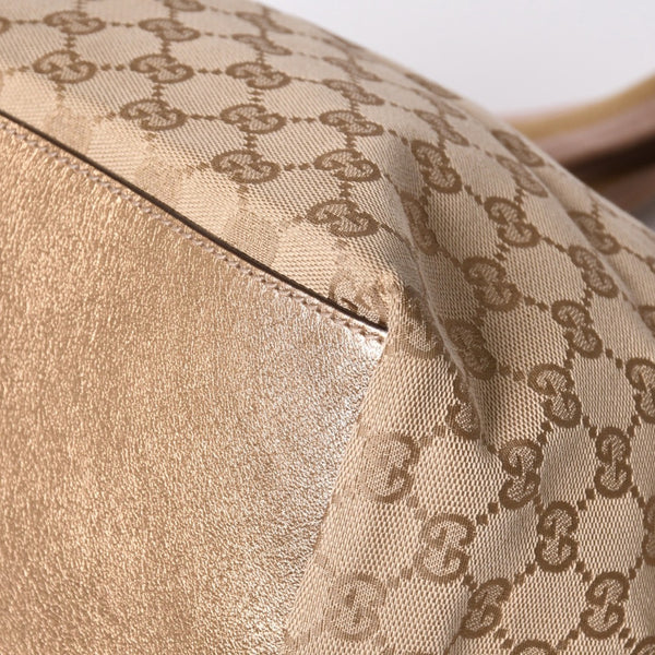 GUCCI Gucci Tote Bag gg Canvas 131230 Beige Gold Bronze Hardware Good Condition Used 4a001659