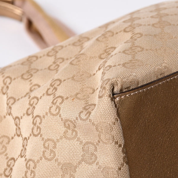 GUCCI Gucci Tote Bag gg Canvas 131230 Beige Gold Bronze Hardware Good Condition Used 4a001659