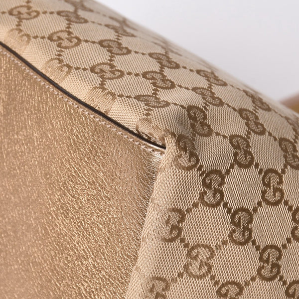 GUCCI Gucci Tote Bag gg Canvas 131230 Beige Gold Bronze Hardware Good Condition Used 4a001659