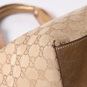 GUCCI Gucci Tote Bag gg Canvas 131230 Beige Gold Bronze Hardware Good Condition Used 4a001659