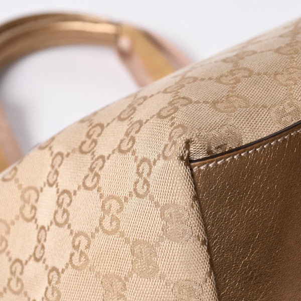 GUCCI Gucci Tote Bag gg Canvas 131230 Beige Gold Bronze Hardware Good Condition Used 4a001659