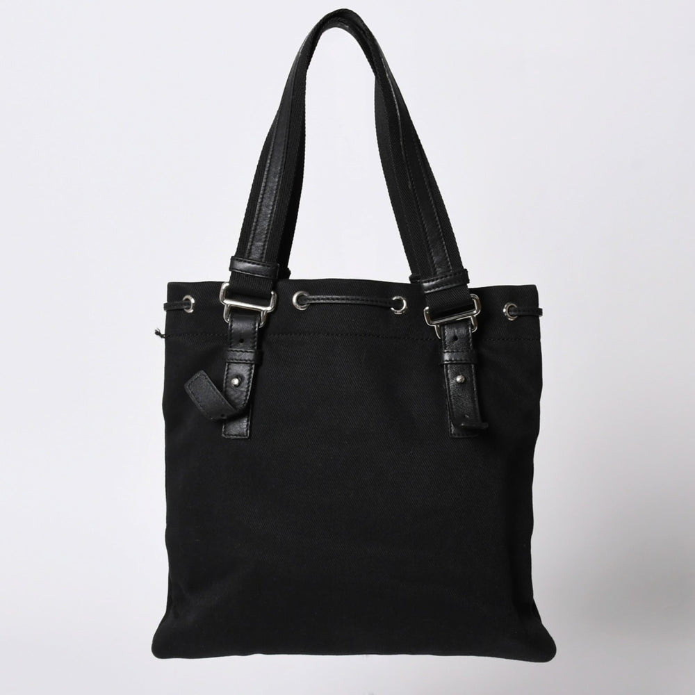 YVES SAINT LAURENT イヴサンローラン カハラ ハンドバッグ 123435 キャンバス レザー ブラック ロゴ刺繍 美品 中古 4a001691