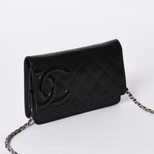 画像をギャラリービューアに読み込む, 極美品 CHANEL シャネル カンボンライン ココマーク チェーンウォレット 19番台 ブラック ピンク ラムスキン シルバー金具 中古 4a001626