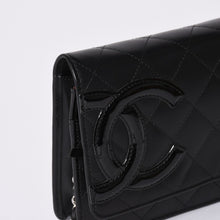 画像をギャラリービューアに読み込む, 極美品 CHANEL シャネル カンボンライン ココマーク チェーンウォレット 19番台 ブラック ピンク ラムスキン シルバー金具 中古 4a001626
