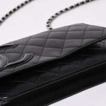 画像をギャラリービューアに読み込む, 極美品 CHANEL シャネル カンボンライン ココマーク チェーンウォレット 19番台 ブラック ピンク ラムスキン シルバー金具 中古 4a001626