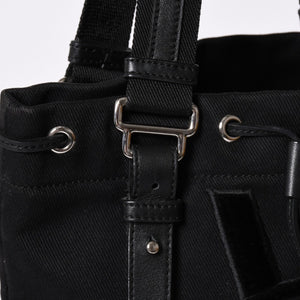 YVES SAINT LAURENT イヴサンローラン カハラ ハンドバッグ 123435 キャンバス レザー ブラック ロゴ刺繍 美品 中古 4a001691