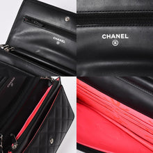 画像をギャラリービューアに読み込む, 極美品 CHANEL シャネル カンボンライン ココマーク チェーンウォレット 19番台 ブラック ピンク ラムスキン シルバー金具 中古 4a001626