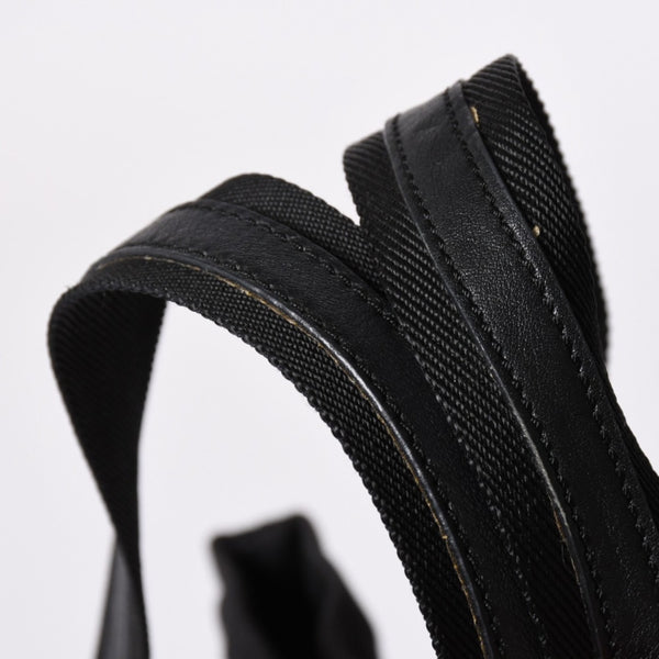 YVES SAINT LAURENT イヴサンローラン カハラ ハンドバッグ 123435 キャンバス レザー ブラック ロゴ刺繍 美品 中古 4a001691