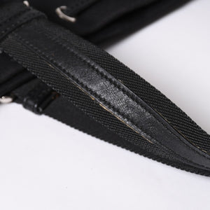 YVES SAINT LAURENT イヴサンローラン カハラ ハンドバッグ 123435 キャンバス レザー ブラック ロゴ刺繍 美品 中古 4a001691
