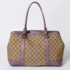 Very Good Condition GUCCI Hand Bag Tote Bag GG Canvas Soho Lilac 353122 Used 4a001694