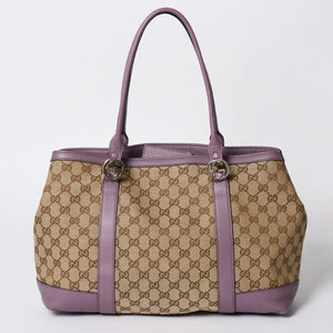 Very Good Condition GUCCI Hand Bag Tote Bag GG Canvas Soho Lilac 353122 Used 4a001694