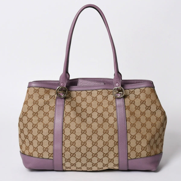 Very Good Condition GUCCI Hand Bag Tote Bag GG Canvas Soho Lilac 353122 Used 4a001694