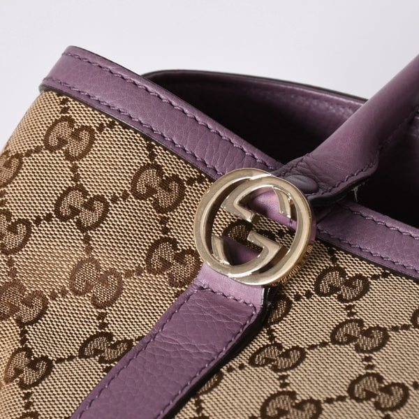 Very Good Condition GUCCI Hand Bag Tote Bag GG Canvas Soho Lilac 353122 Used 4a001694