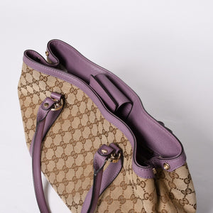 Very Good Condition GUCCI Hand Bag Tote Bag GG Canvas Soho Lilac 353122 Used 4a001694