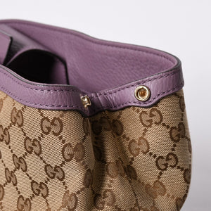 Very Good Condition GUCCI Hand Bag Tote Bag GG Canvas Soho Lilac 353122 Used 4a001694