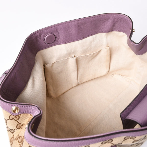 Very Good Condition GUCCI Hand Bag Tote Bag GG Canvas Soho Lilac 353122 Used 4a001694
