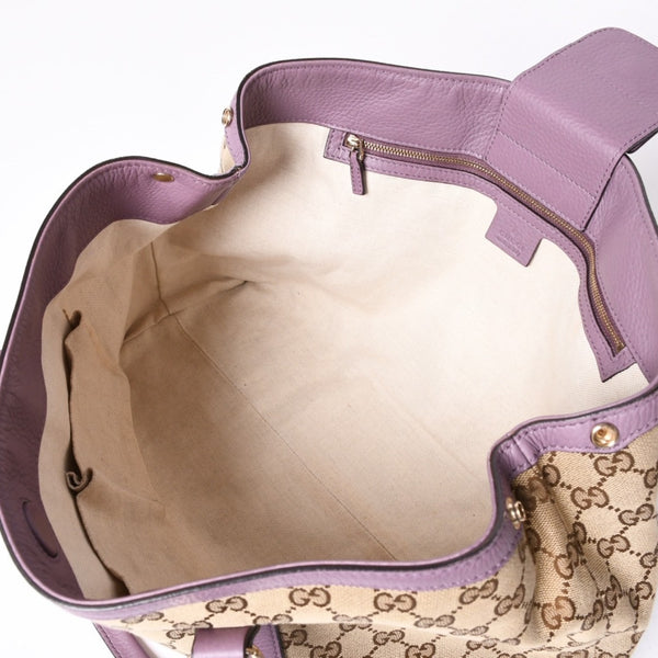 Very Good Condition GUCCI Hand Bag Tote Bag GG Canvas Soho Lilac 353122 Used 4a001694