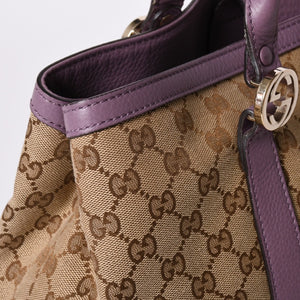Very Good Condition GUCCI Hand Bag Tote Bag GG Canvas Soho Lilac 353122 Used 4a001694