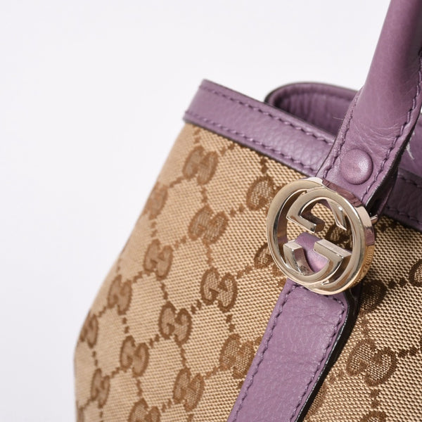 Very Good Condition GUCCI Hand Bag Tote Bag GG Canvas Soho Lilac 353122 Used 4a001694