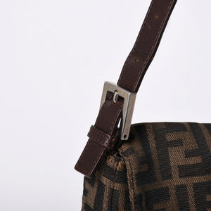 FENDI フェンディ マンマバケット ワンショルダーバッグ 26424 ブラウン ズッカ柄 総柄 シルバー金具 美品 中古 4a001693