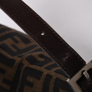 FENDI フェンディ マンマバケット ワンショルダーバッグ 26424 ブラウン ズッカ柄 総柄 シルバー金具 美品 中古 4a001693