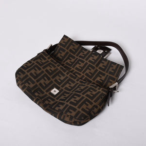 FENDI フェンディ マンマバケット ワンショルダーバッグ 26424 ブラウン ズッカ柄 総柄 シルバー金具 美品 中古 4a001693