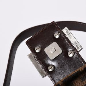 FENDI フェンディ マンマバケット ワンショルダーバッグ 26424 ブラウン ズッカ柄 総柄 シルバー金具 美品 中古 4a001693