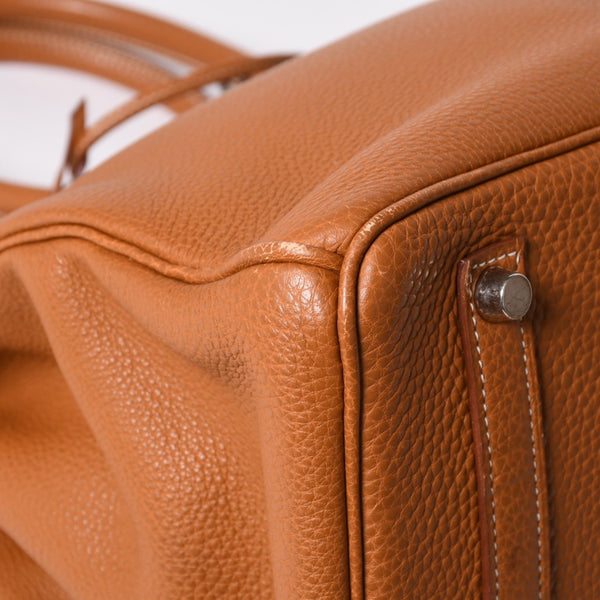 Very Good Condition HERMES Handbag Birkin 35 Togo Gold Silver Hardware □E Stamp Used 4a001697