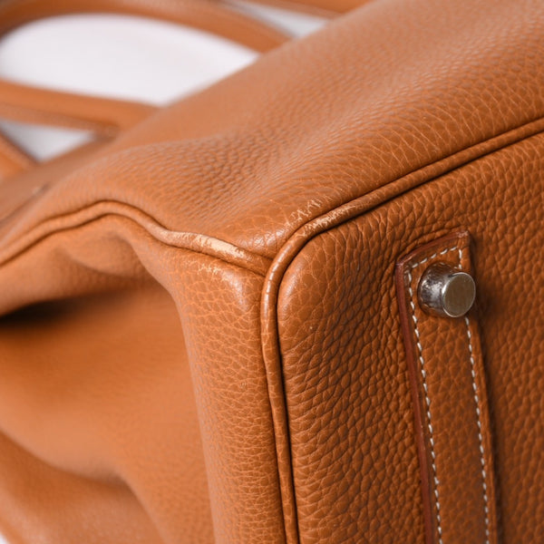 Very Good Condition HERMES Handbag Birkin 35 Togo Gold Silver Hardware □E Stamp Used 4a001697