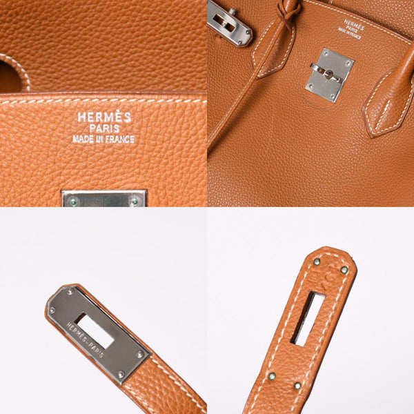 Very Good Condition HERMES Handbag Birkin 35 Togo Gold Silver Hardware □E Stamp Used 4a001697
