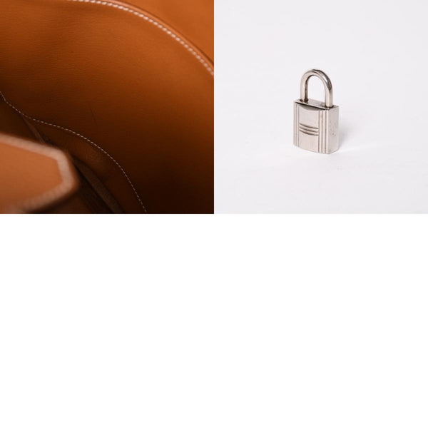 Very Good Condition HERMES Handbag Birkin 35 Togo Gold Silver Hardware □E Stamp Used 4a001697
