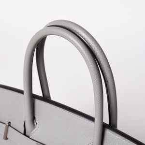 新品同様 SPO HERMES エルメス バーキン30 ハンドバッグ ヴォーエプソン グレー グリーン マットシルバー金具 C刻印 中古 4a002000