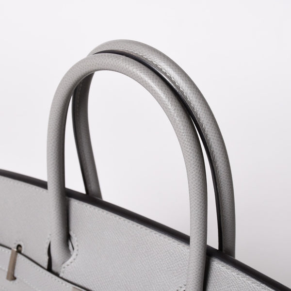 新品同様 SPO HERMES エルメス バーキン30 ハンドバッグ ヴォーエプソン グレー グリーン マットシルバー金具 C刻印 中古 4a002000
