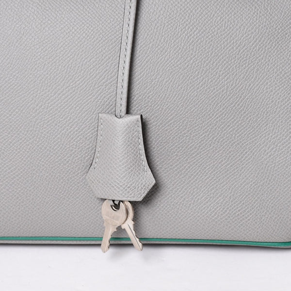 新品同様 SPO HERMES エルメス バーキン30 ハンドバッグ ヴォーエプソン グレー グリーン マットシルバー金具 C刻印 中古 4a002000