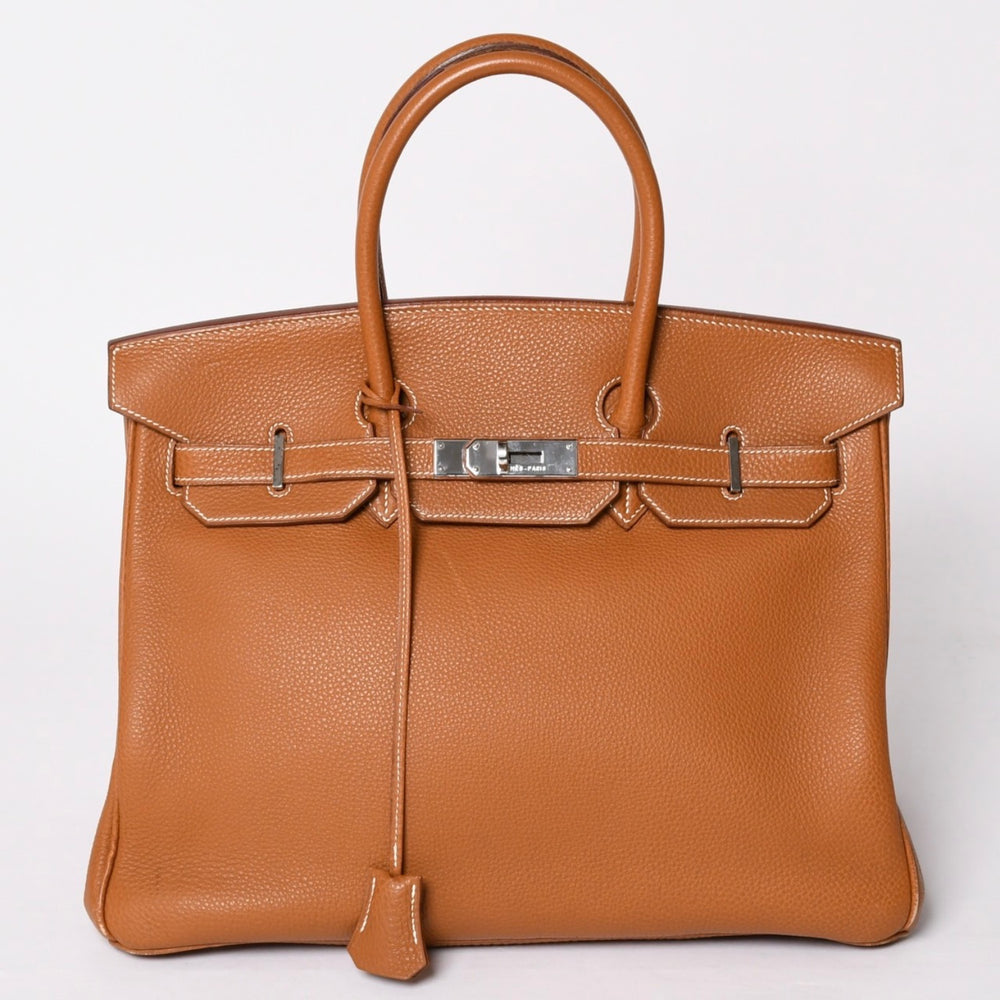 極美品 HERMES エルメス ハンドバッグ バーキン35 トゴ ゴールド シルバー金具 □E刻印 中古 4a001697