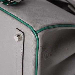 新品同様 SPO HERMES エルメス バーキン30 ハンドバッグ ヴォーエプソン グレー グリーン マットシルバー金具 C刻印 中古 4a002000