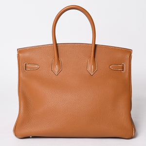 Very Good Condition HERMES Handbag Birkin 35 Togo Gold Silver Hardware □E Stamp Used 4a001697