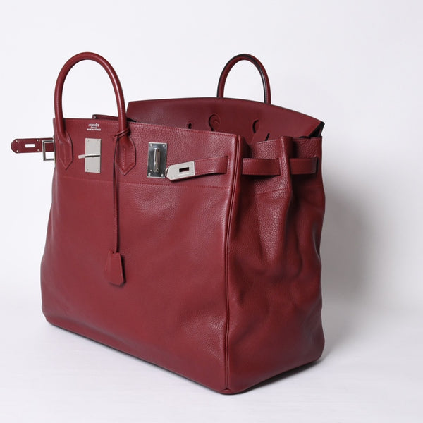 極美品 HERMES エルメス Haut a Courroies オータクロア55 ハンドバッグ トゴ ルージュアッシュ シルバー金具 □E刻印 中古 4a001699