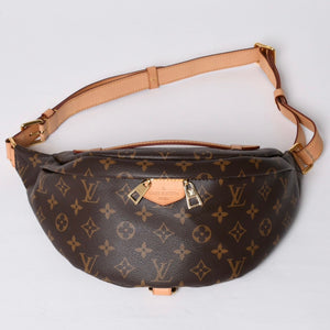 極美品 LOUIS VUITTON ルイ ヴィトン バムバッグMM ショルダーバッグ M43644 ブラウン モノグラムキャンバス レザー ゴールド金具 中古 4a001233