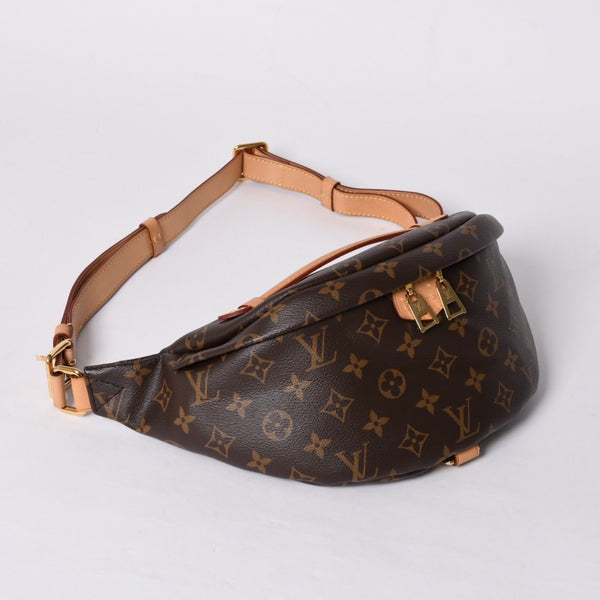 極美品 LOUIS VUITTON ルイ ヴィトン バムバッグMM ショルダーバッグ M43644 ブラウン モノグラムキャンバス レザー ゴールド金具 中古 4a001233
