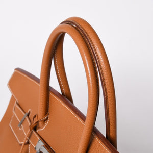 Very Good Condition HERMES Handbag Birkin 35 Togo Gold Silver Hardware □E Stamp Used 4a001697
