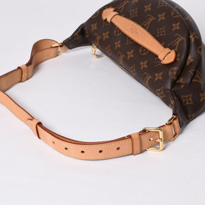 極美品 LOUIS VUITTON ルイ ヴィトン バムバッグMM ショルダーバッグ M43644 ブラウン モノグラムキャンバス レザー ゴールド金具 中古 4a001233