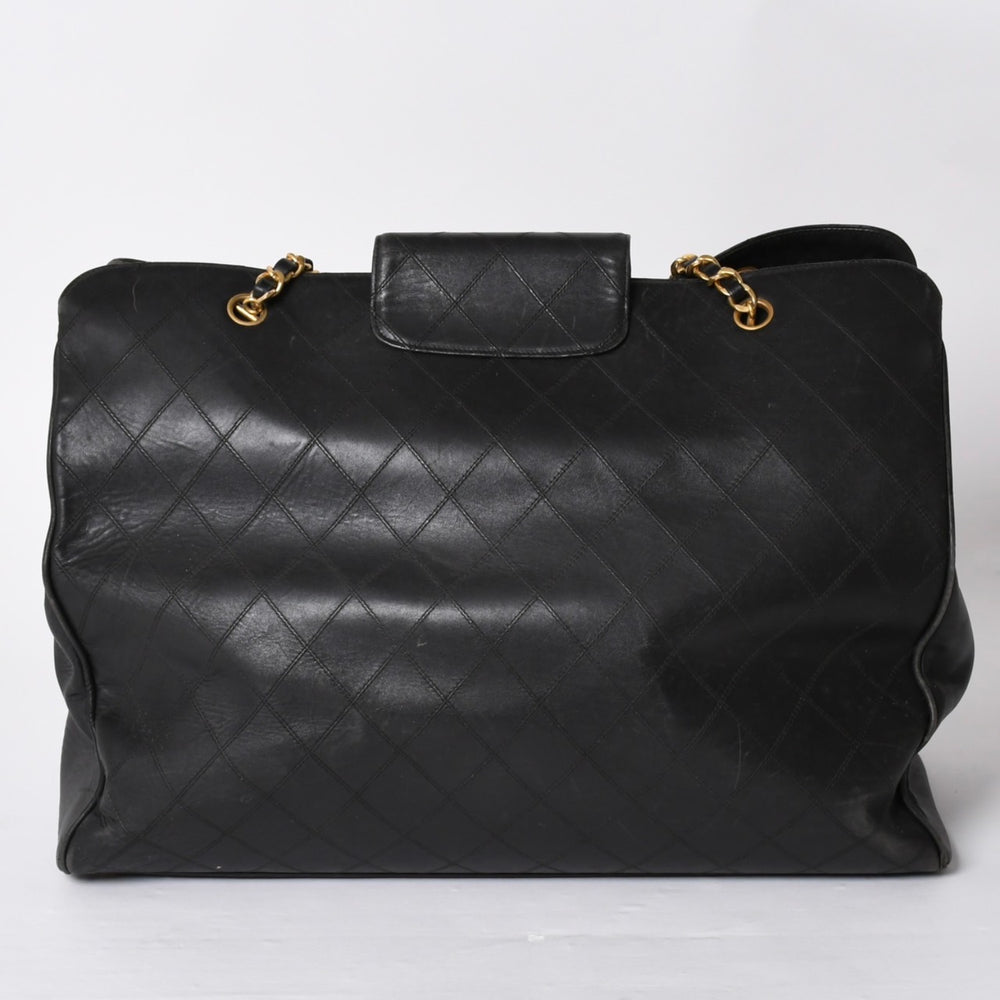 CHANEL Bicolor Super Model Bag Shoulder Bag Coco Mark Calf Black Gold Hardware Good Condition Used 4a001336