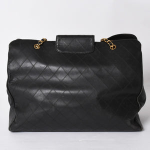 CHANEL Bicolor Super Model Bag Shoulder Bag Coco Mark Calf Black Gold Hardware Good Condition Used 4a001336